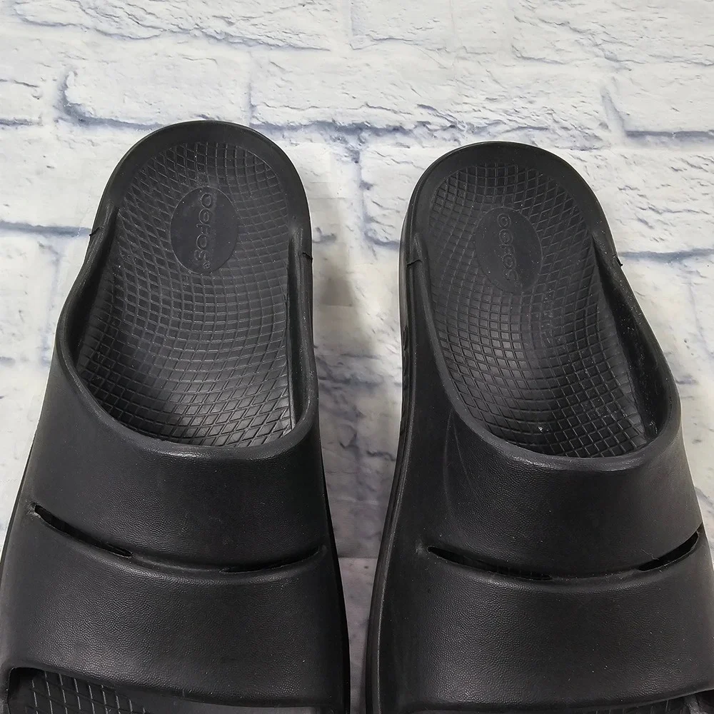 OOFOS OOahh Recovery Slides Mens 12 Black OOfoam Impact Absorption Sandal